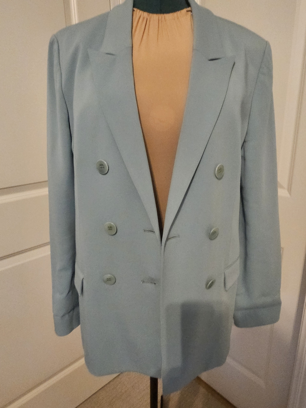 Tibi Double-Breasted Blazer in Pale Blue EUC